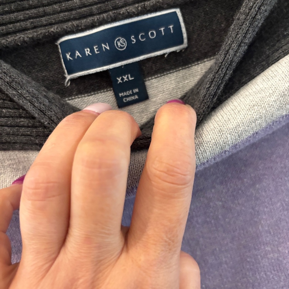 Karen Scott Gray and Purple Sweater XXL